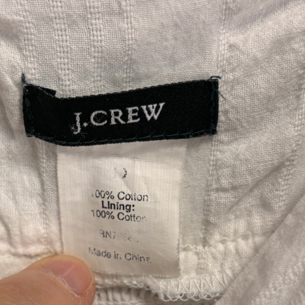 J.Crew Dress Women 10 White Cotton Seersucker Ruffle Hem Grad Bride Coquette - Picture 4 of 9
